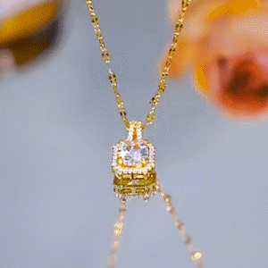 一克拉方塊鑽石項錬  