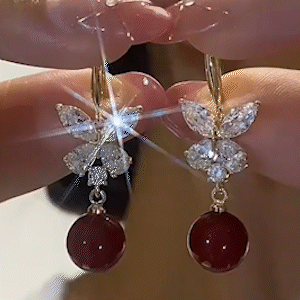 超閃蝴蝶結珍珠耳環