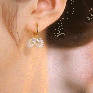 珍珠氣質蝴蝶結耳環