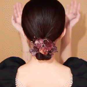 氣質紗頭水晶花朵髮繩