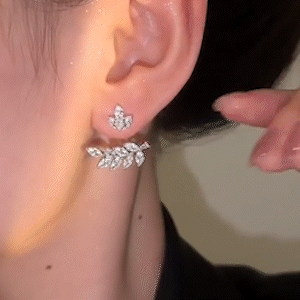 時尚小花麥穗鋯石耳環