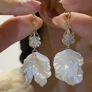 長貓眼石花朵流蘇耳環