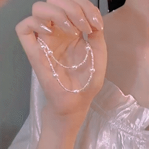 滿天星碎銀子珍珠手錬項鍊