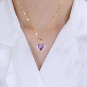 天使翅膀紫水晶愛心吊墜