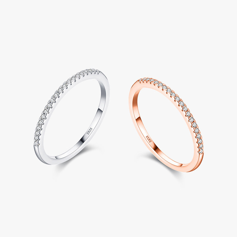 純銀設計感排鑽個性戒指