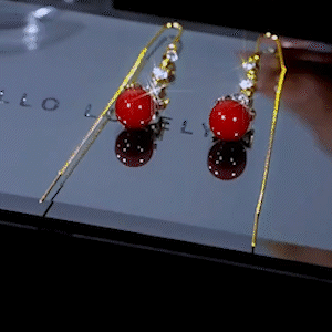 紅色蝶戀珠流蘇耳環