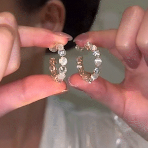 925銀針貓眼石鋯石耳圈