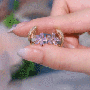 紫色鋯石花朵耳環