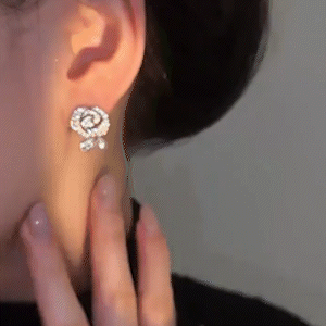 玫瑰花珍珠mini耳環