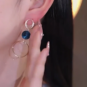 女神範不對稱藍水晶耳環