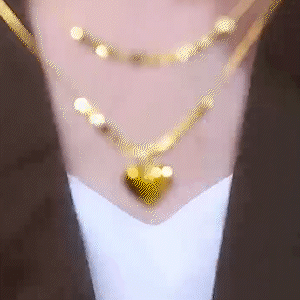 雙層愛心碎銀子項鍊