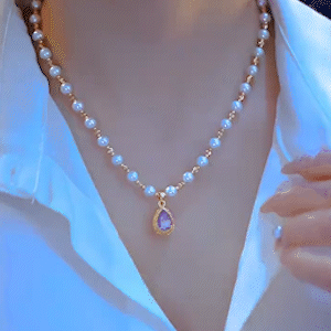 紫水晶榴蓮珍珠項錬鎖骨錬