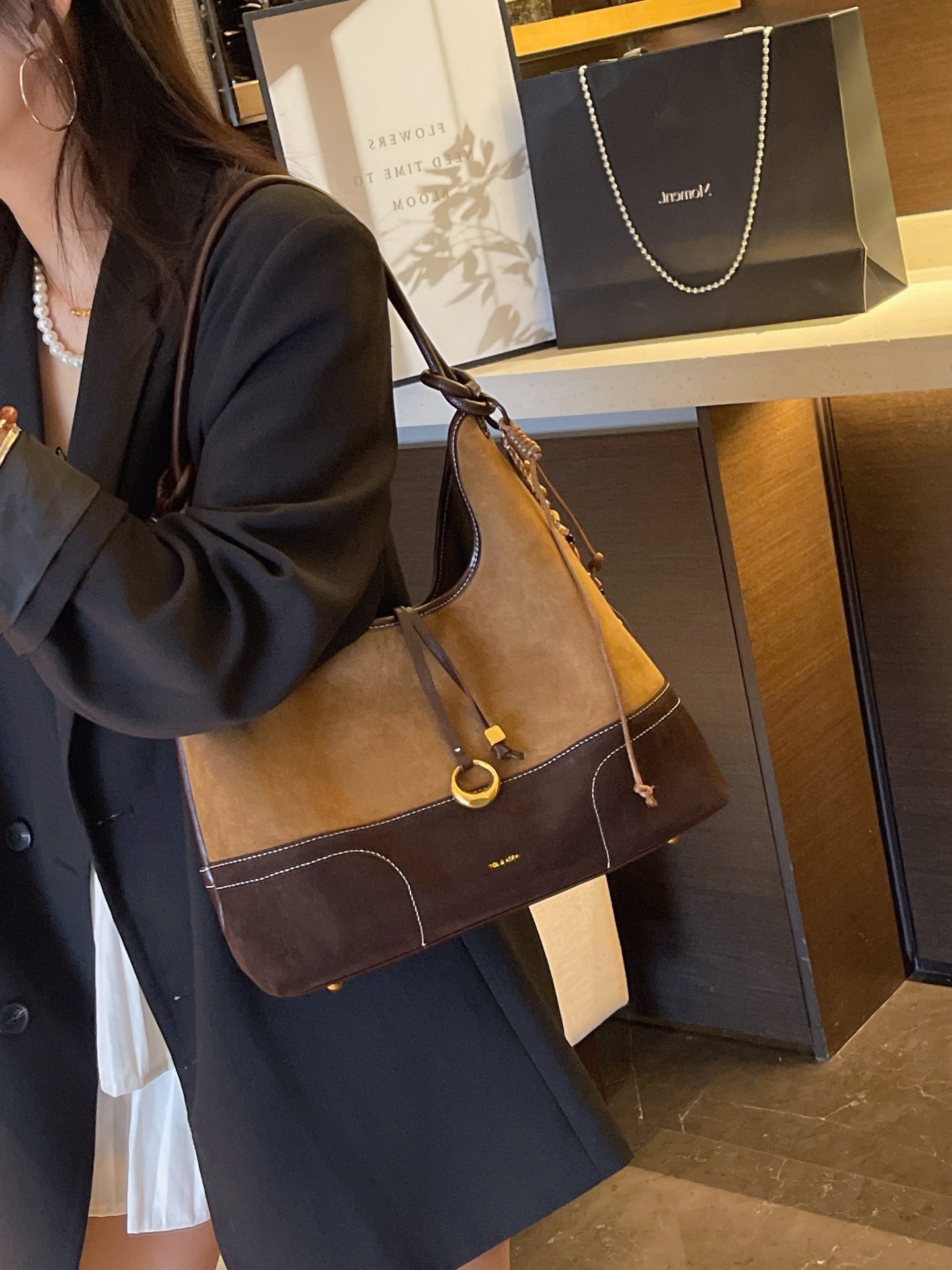 復古磨砂牛皮腋下包 通勤百搭斜肩包