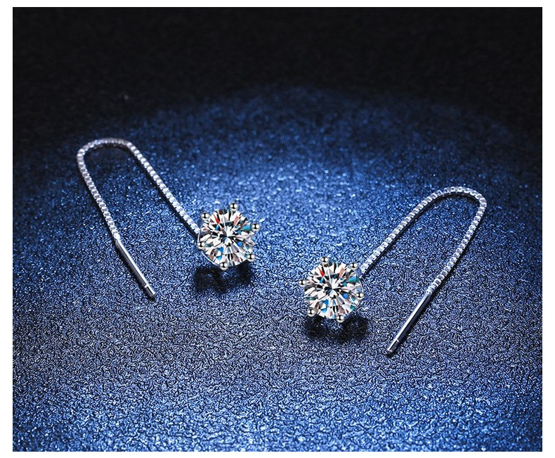 s925純銀針六爪耳環