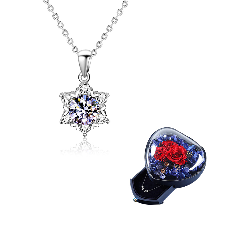 【沫緹甄選】聖誕節心動時刻S925純銀材質鑲鑽雪花項鍊