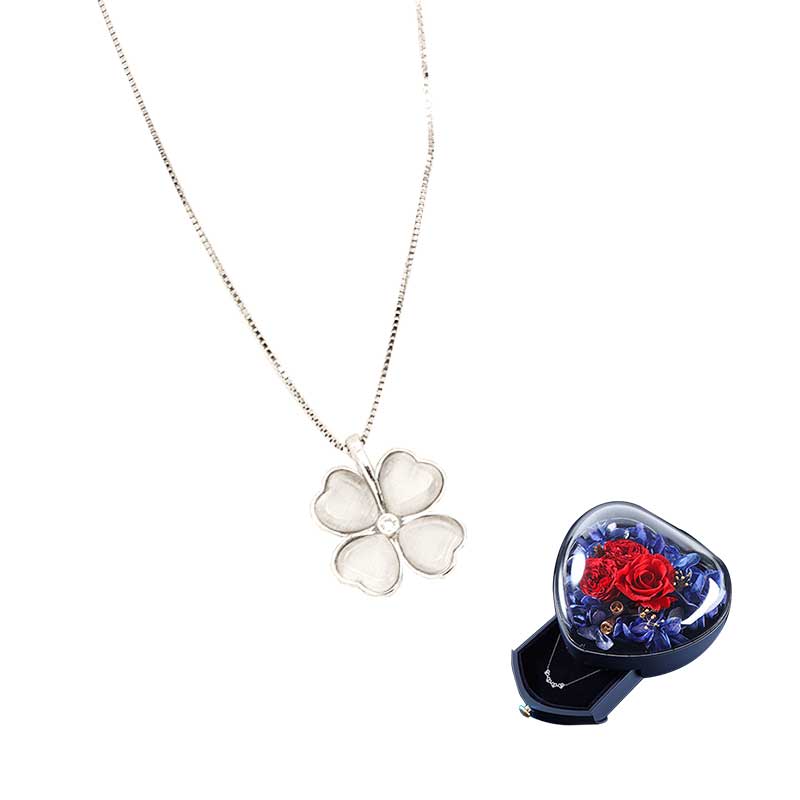 【沫緹甄選】S925銀法式四葉草項鍊女輕奢簡約氣質百搭貓眼石鎖骨鏈高級感