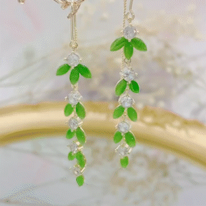 綠色樹葉流蘇耳環