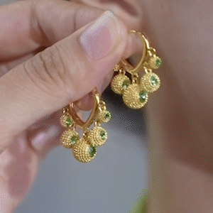 滿鑽五福臨門榴蓮耳環