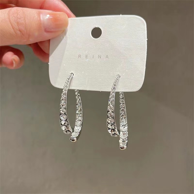 滿鑽前後款交叉魚尾耳環-FANYIACC