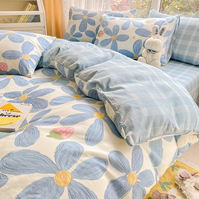 ins田園風居家全棉床上四件套純棉四季通用單雙人床單被套