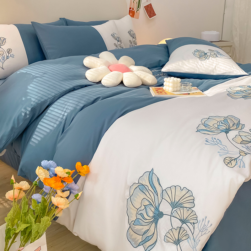 ins全棉四件套田園清新被套床上用品四季通用