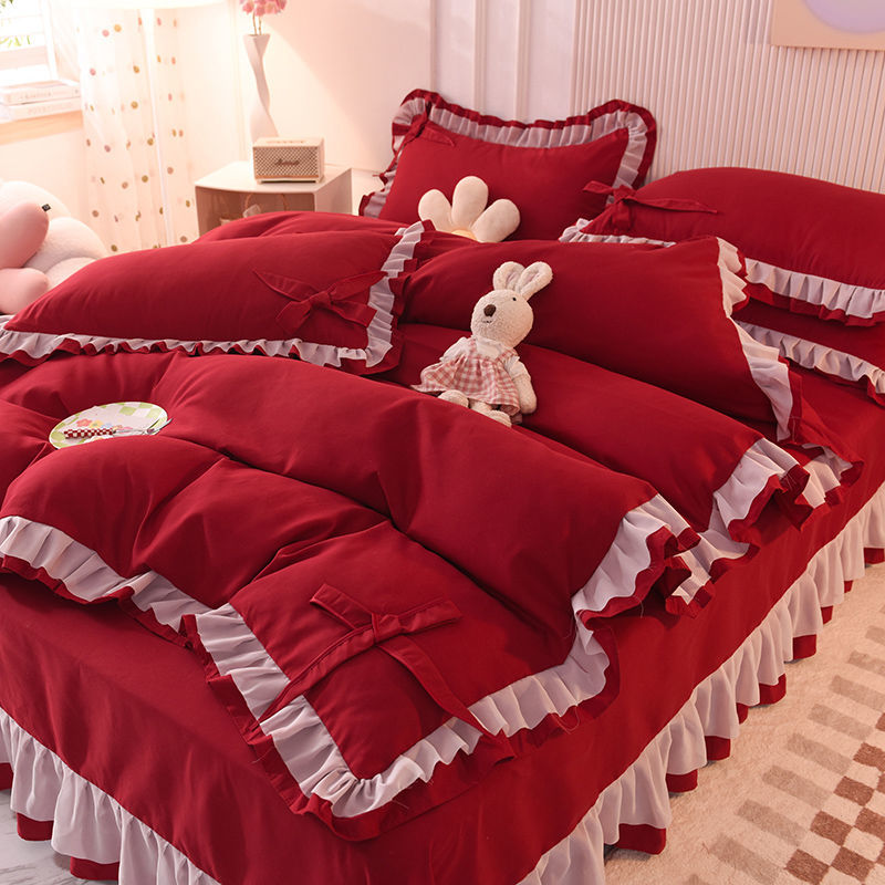 格調裝修 把藝術搬進臥室 馬卡龍蝴蝶花邊四件組床裙款