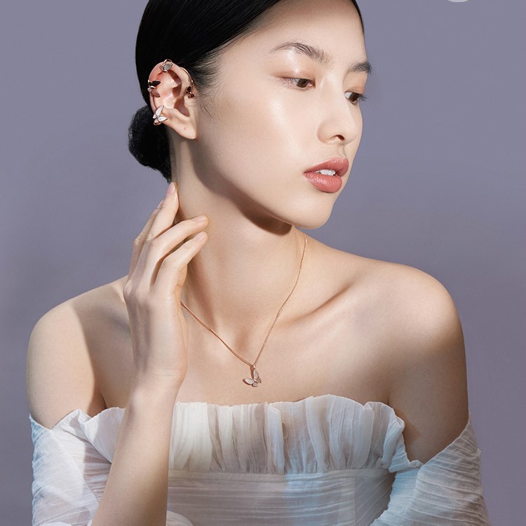 貝殼蝴蝶設計簡約玫瑰金鎖骨錬
