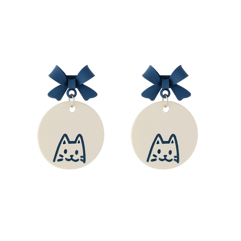 小貓咪插畫撞色耳環