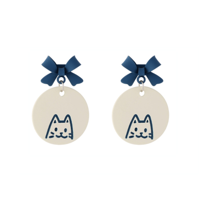 小貓咪插畫撞色耳環