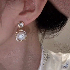 鑲鑽珍珠輕奢耳環