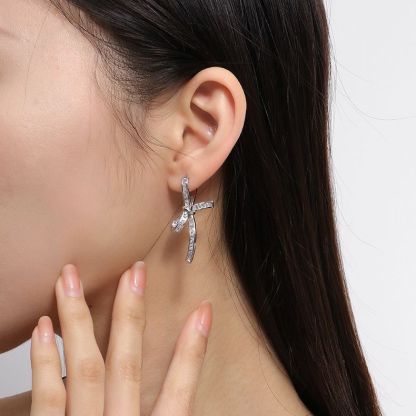 超仙閃鑽蝴蝶結流蘇耳環