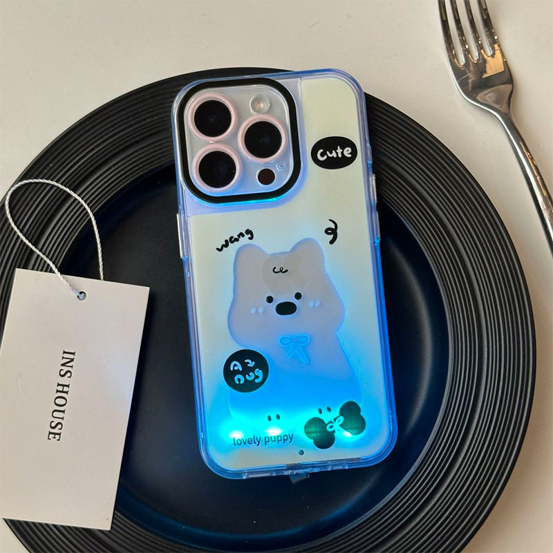 發光可愛小貓小狗iphone保護殼