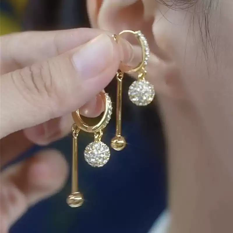 時尚鑽球滿鑽耳扣耳環