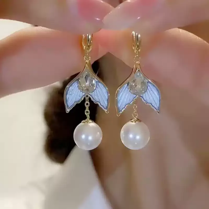 美人魚尾珍珠耳環