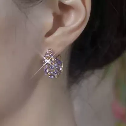 仙氣紫色滿鑽圈圈耳環