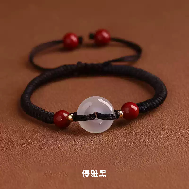 手工編織轉運珠平安扣紅繩