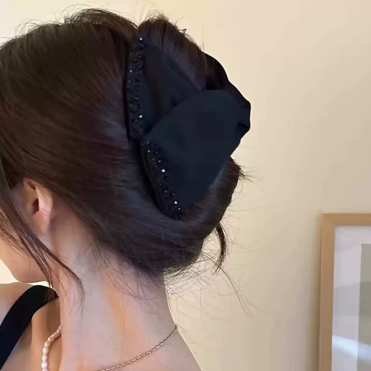 赫本風蝴蝶結水鑽髮夾