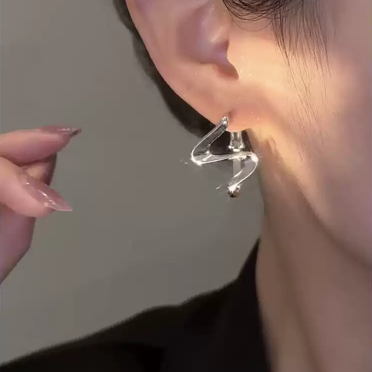 S925銀波浪金屬耳環