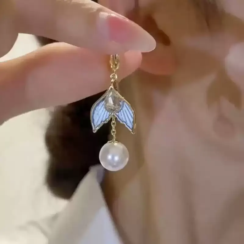 美人魚尾珍珠耳環