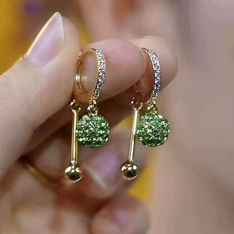 時尚鑽球滿鑽耳扣耳環