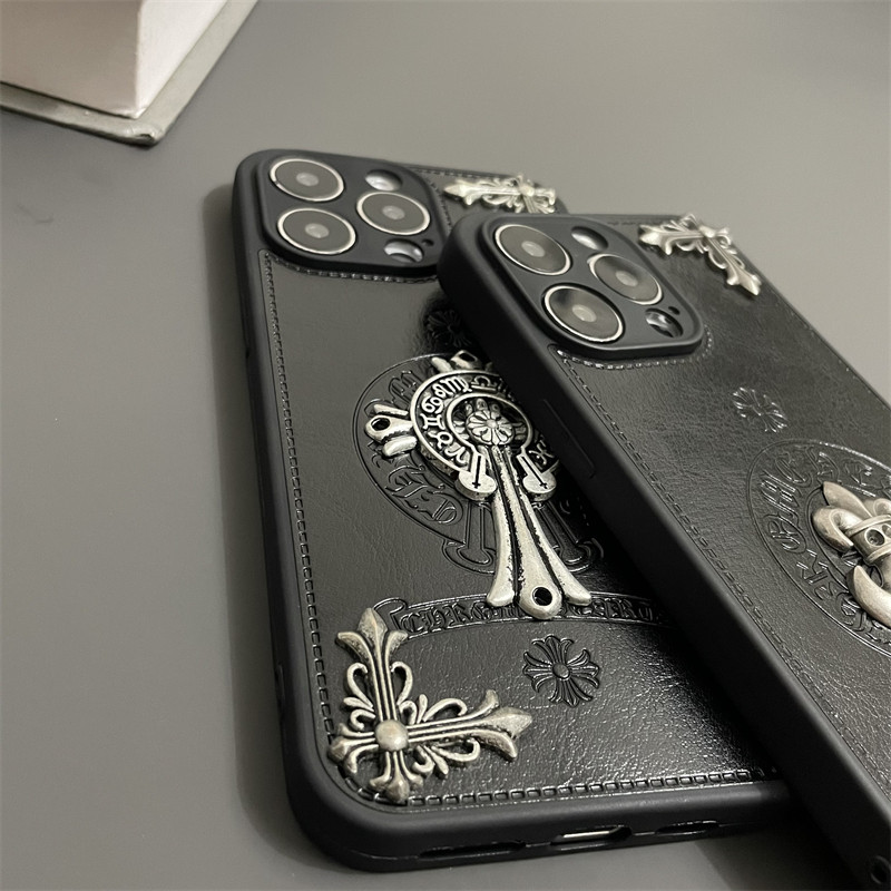 炫酷皮纹金属克羅心iphone保護殼