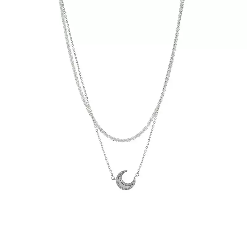 滿鑽鋯石月亮項錬