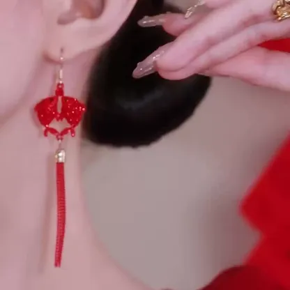 2025新年紅錦鯉耳環