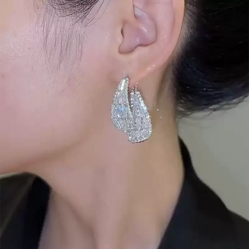 輕奢鋯石交叉耳環