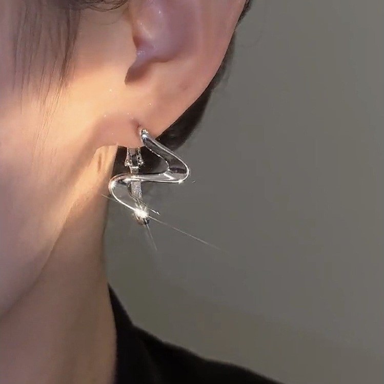 S925銀波浪金屬耳環