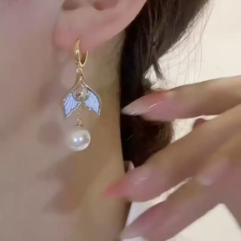 美人魚尾珍珠耳環