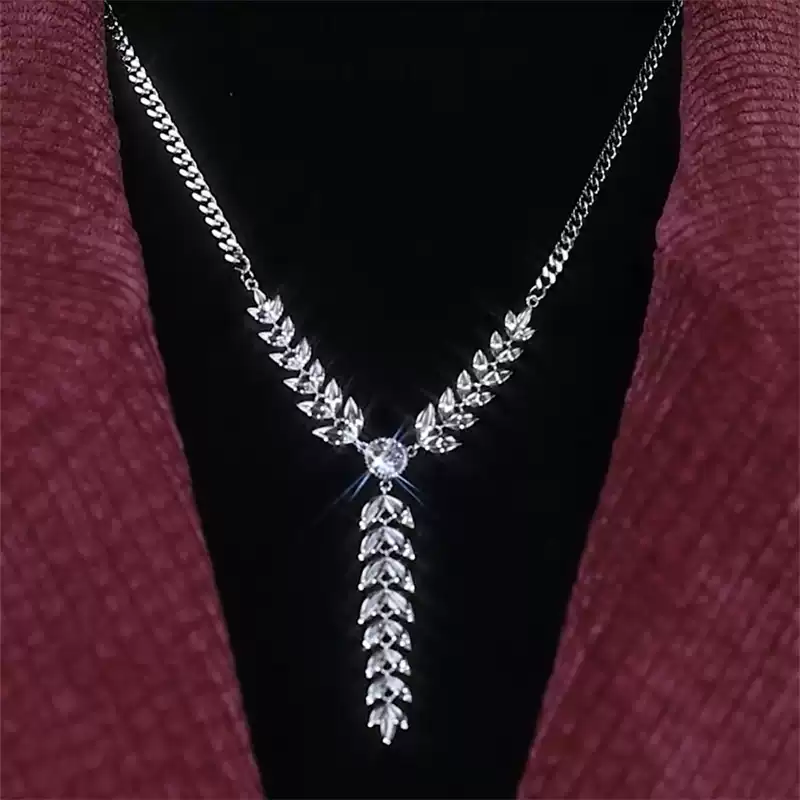 鈦鋼麥穗流蘇項錬