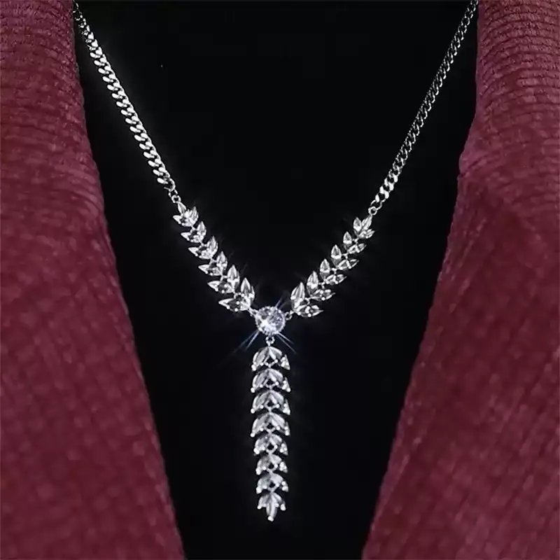 鈦鋼麥穗流蘇項錬
