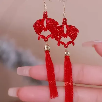 2025新年紅錦鯉耳環