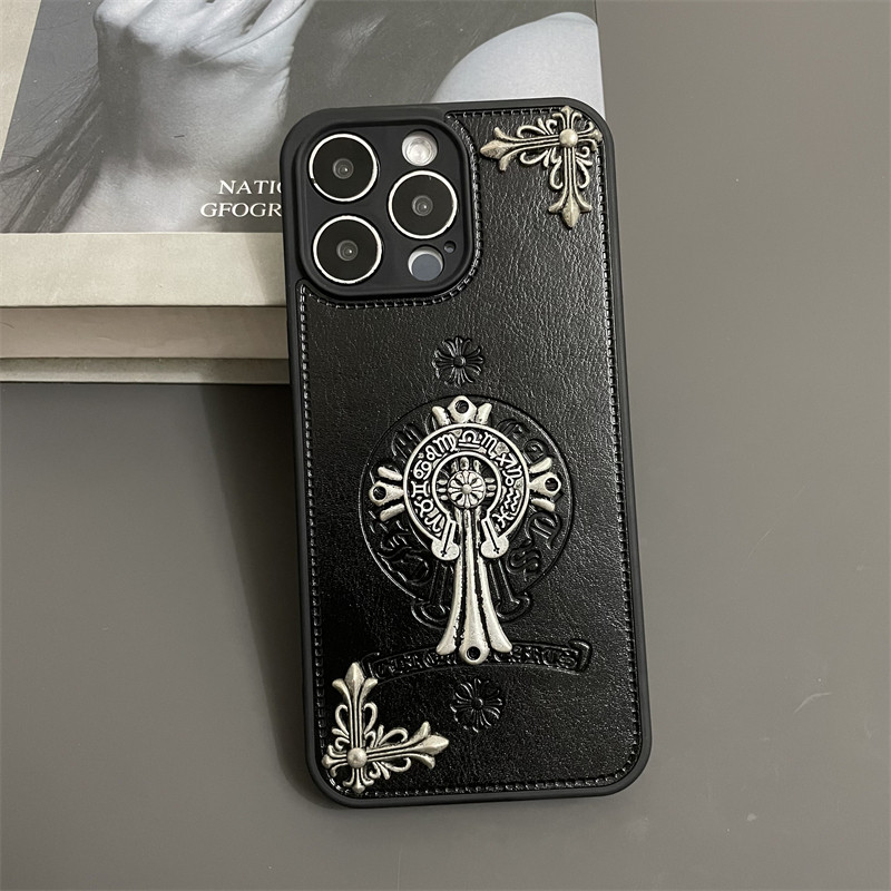 炫酷皮纹金属克羅心iphone保護殼